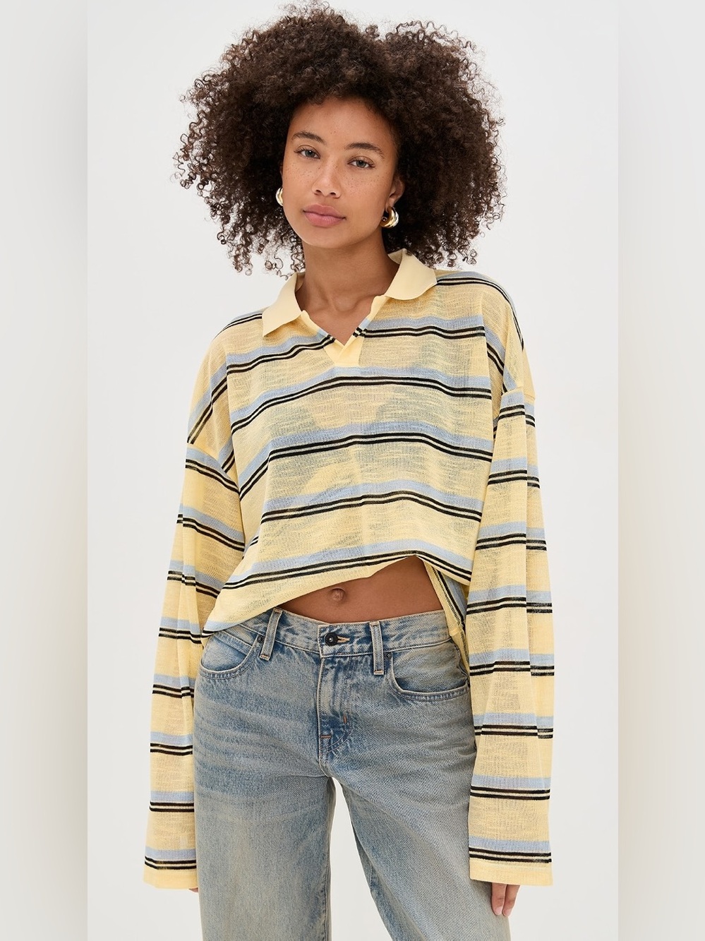 Lioness Honey Stripe Rebels Jersey Long Sleeve Polo Top Size XS